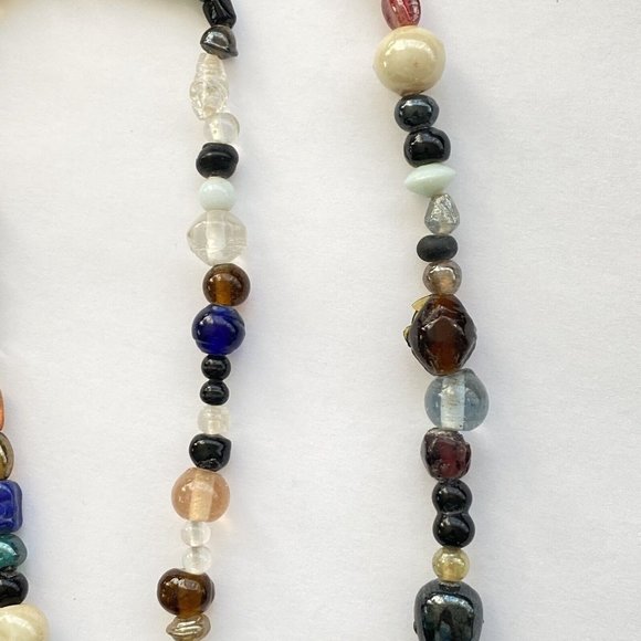 Fun India Candy Glass Chunky Continuous Organic Boho Over The Head Necklace 38” - Picture 7 of 11